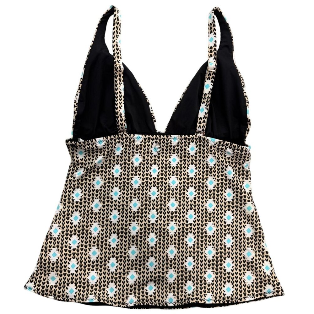 Vera Bradley Tankini Top Womens Small Tan Blue Abstract Geometric Swimwear 4/6 - Picture 2 of 8